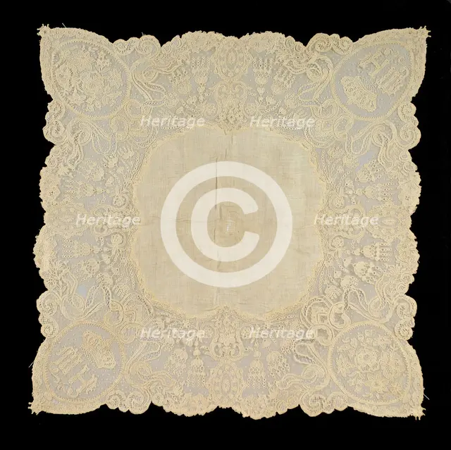 Handkerchief, Belgian, third quarter 19th century. Creator: Unknown.