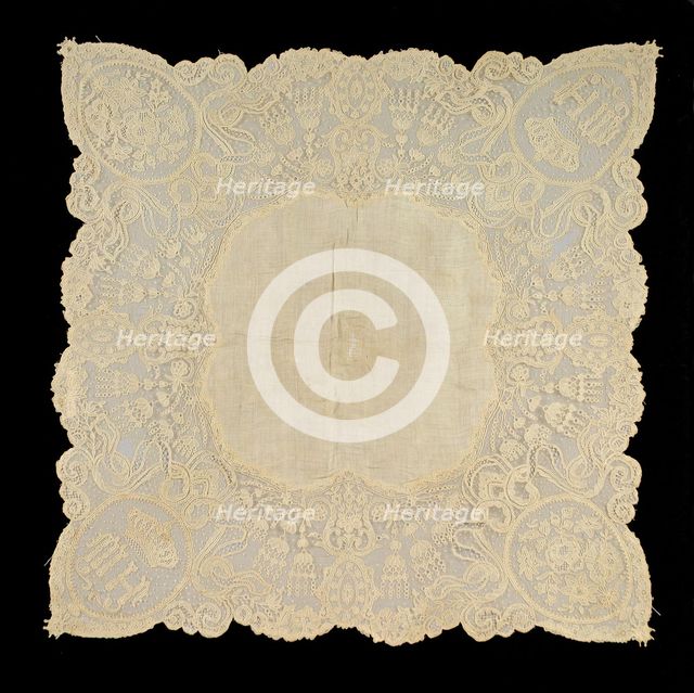 Handkerchief, Belgian, third quarter 19th century. Creator: Unknown.
