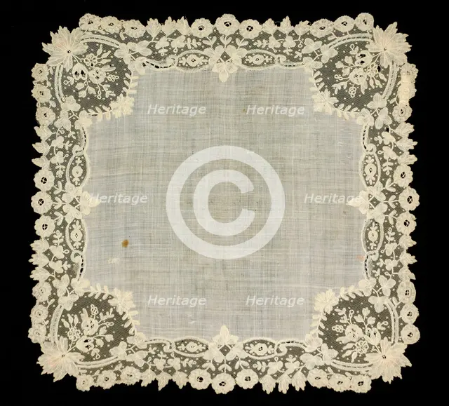 Handkerchief, Belgian, third quarter 19th century. Creator: Unknown.