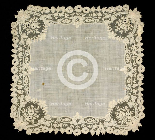Handkerchief, Belgian, third quarter 19th century. Creator: Unknown.