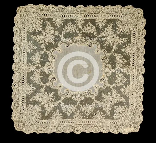 Handkerchief, Belgian, third quarter 19th century. Creator: Unknown.