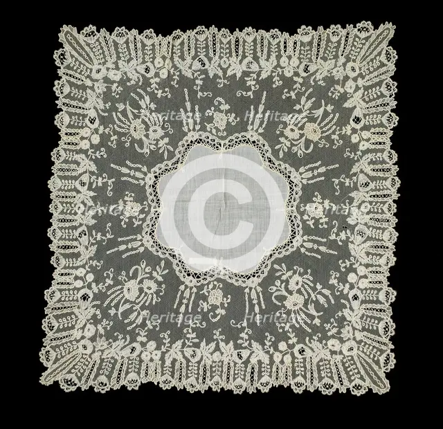 Handkerchief, Belgian, third quarter 19th century. Creator: Unknown.