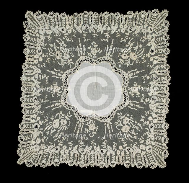 Handkerchief, Belgian, third quarter 19th century. Creator: Unknown.