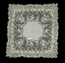 Handkerchief, Belgian, third quarter 19th century. Creator: Unknown