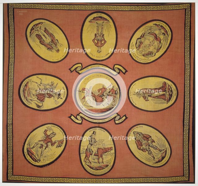 Handkerchief commemorating several events in the mayoralty of Alderman Sir John Key, 1831.           Artist: Anon