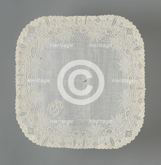 Handkerchief, France, 1850/1900. Creator: Unknown.