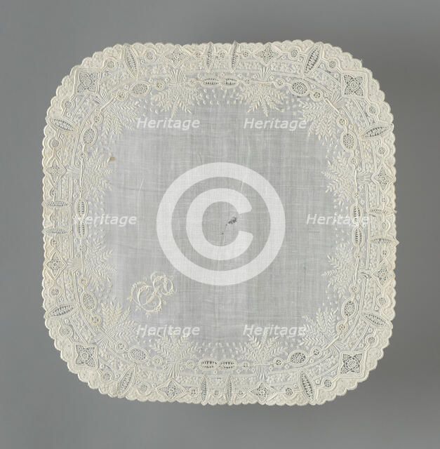 Handkerchief, France, 1850/1900. Creator: Unknown.