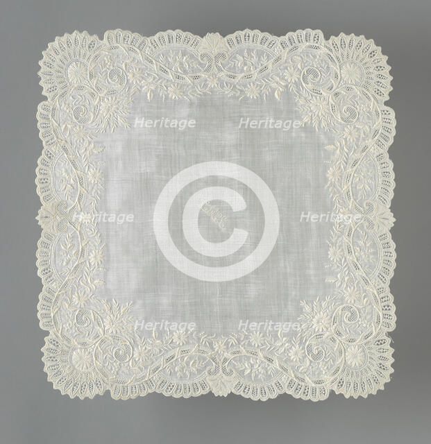 Handkerchief, France, 19th century. Creator: Unknown.