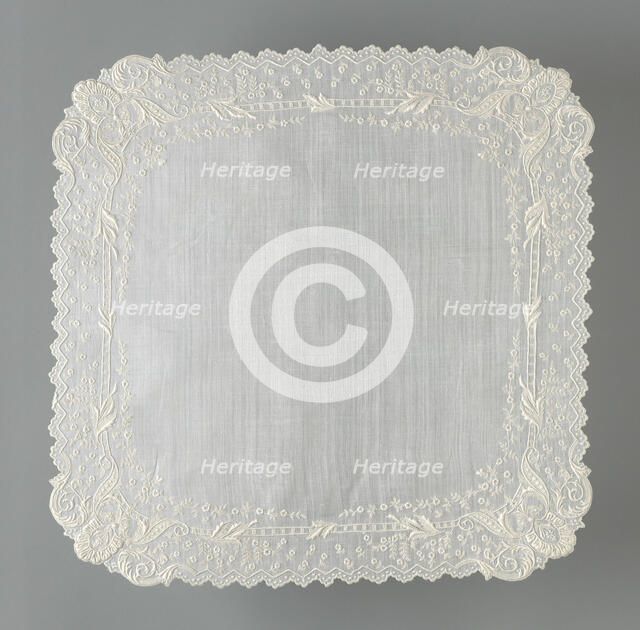Handkerchief, France, 19th century. Creator: Unknown.