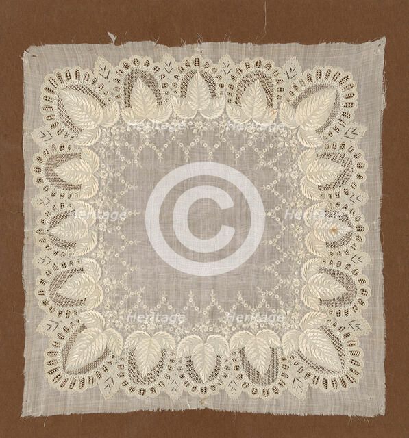 Handkerchief, France, 19th century. Creator: Unknown.