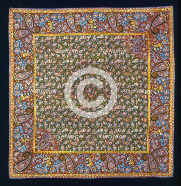 Handkerchief, France, c. 1830. Creator: Unknown.
