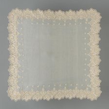 Handkerchief, France, c. 1880/90. Creator: Unknown