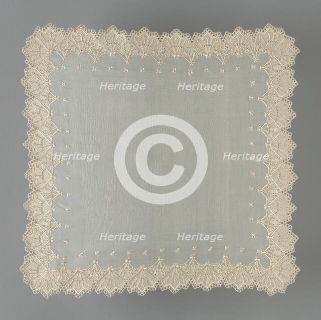 Handkerchief, France, c. 1880/90. Creator: Unknown.