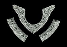 Handkerchief, Fragment of a Border, Collar, Two Cuffs, Belgium, 1880/90s. Creator: Unknown