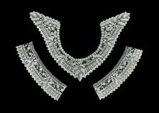Handkerchief, Fragment of a Border, Collar, Two Cuffs, Belgium, 1880/90s. Creator: Unknown