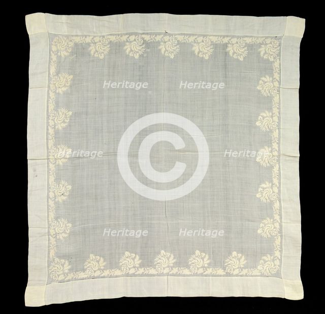 Handkerchief, French, 1830-50. Creator: Unknown.