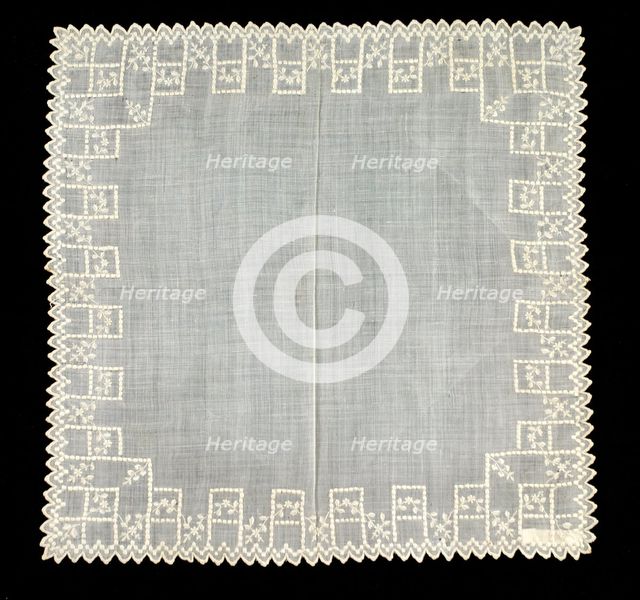 Handkerchief, French, 1840-60. Creator: Unknown.