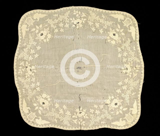 Handkerchief, French, 1850-60. Creator: Unknown.