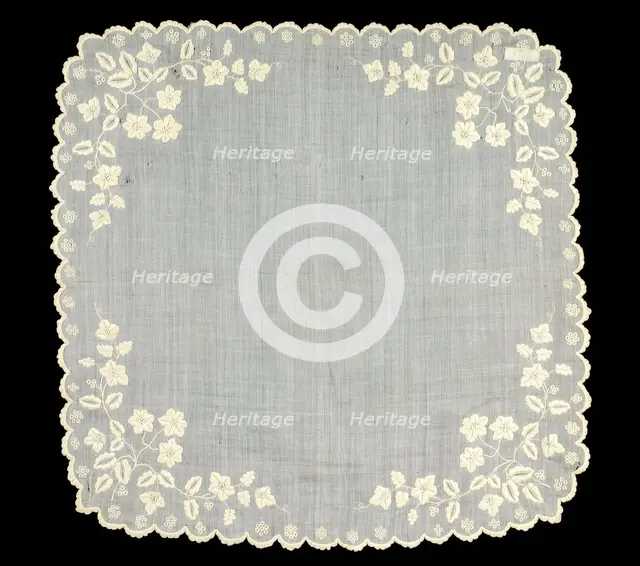 Handkerchief, French, 1850-60. Creator: Unknown.