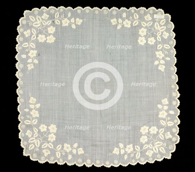 Handkerchief, French, 1850-60. Creator: Unknown.