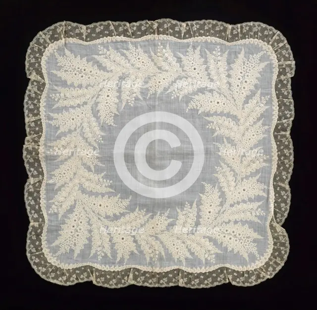 Handkerchief, French, 1850-60. Creator: Unknown.