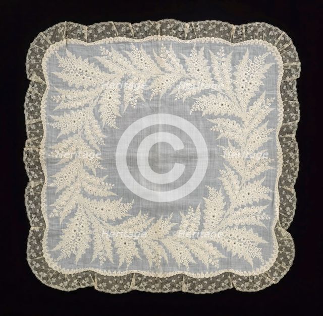 Handkerchief, French, 1850-60. Creator: Unknown.