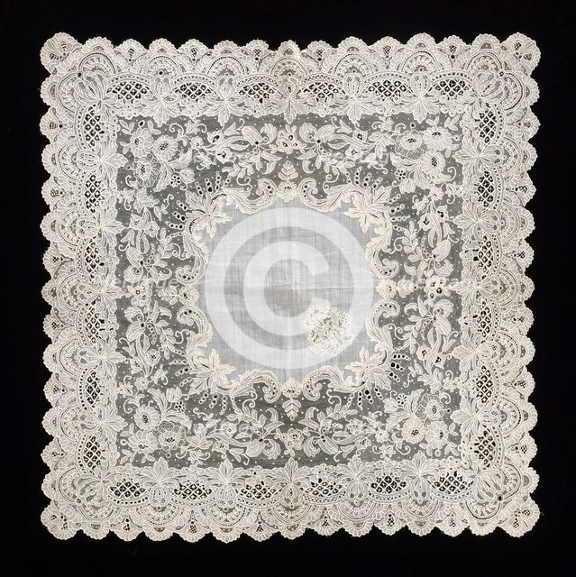 Handkerchief, French, third quarter 19th century. Creator: Unknown.