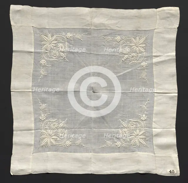 Handkerchief, late 1800s. Creator: Unknown.