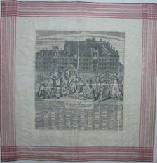 Handkerchief (The Oxford Almanack For the Year of Our Lord MDCCXXXV), England, c. 1735. Creator: George Vertue