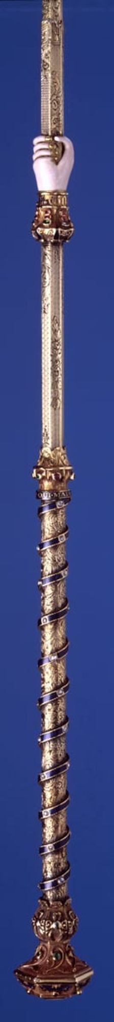 Handle of a royal presentation parasol, 1851. Creator: Unknown