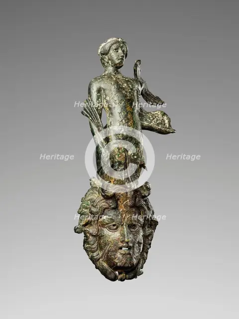 Handle Formed as the Figure of a Tritoness over a Triton Mask, late 1st cent B.C.-early 1st cent A.D Creator: Unknown.
