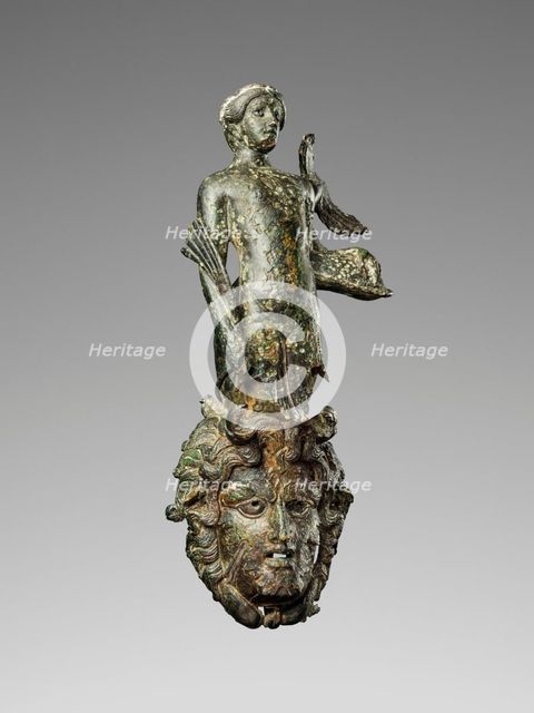 Handle Formed as the Figure of a Tritoness over a Triton Mask, late 1st cent B.C.-early 1st cent A.D Creator: Unknown.