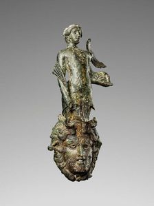 Handle Formed as the Figure of a Tritoness over a Triton Mask, late 1st cent B.C.-early 1st cent A.D Creator: Unknown