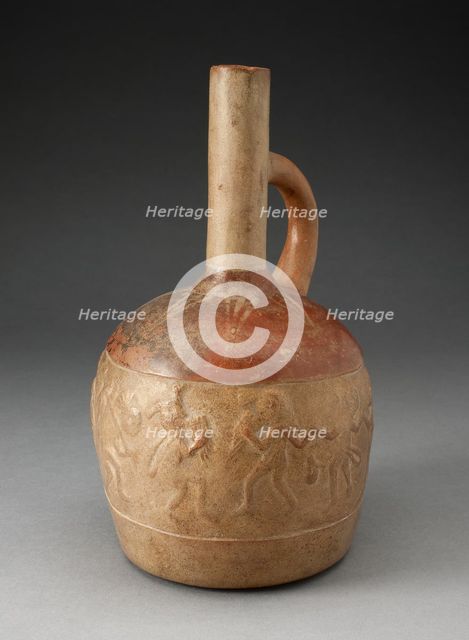 Handle Spout Jug with Relief Depicting Skeletal Musicians Dancing, 100 B.C./A.D. 500. Creator: Unknown.