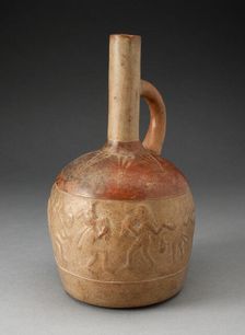 Handle Spout Jug with Relief Depicting Skeletal Musicians Dancing, 100 B.C./A.D. 500. Creator: Unknown