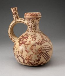 Handle Spout Jar with Fineline Bird Hunt Motifs, 100 B.C./A.D. 500. Creator: Unknown