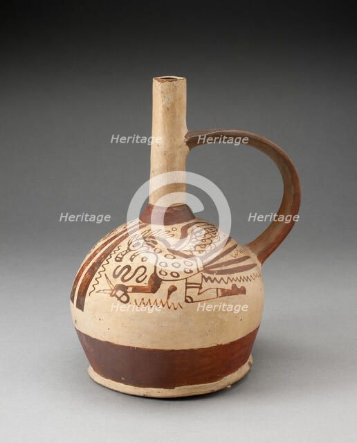 Handle Spout Vessel with Fineline Bird Motifs, 100 B.C./A.D. 500. Creator: Unknown.