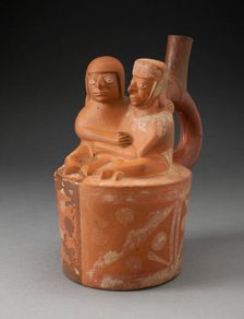 Handle Spout Vessel Depicting a Couple in an Erotic Embrace, 100 B.C./A.D. 500. Creator: Unknown