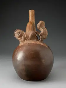 Handle Spout Vessel Depicting an Erotic Scene, 100 B.C./A.D. 500. Creator: Unknown