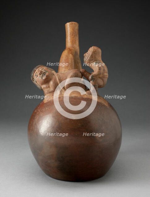 Handle Spout Vessel Depicting an Erotic Scene, 100 B.C./A.D. 500. Creator: Unknown.