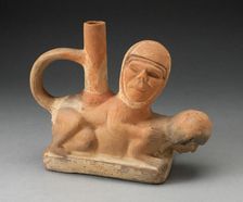 Handle Spout Vessel Depicting an Erotic Scene, 100 B.C./A.D. 500. Creator: Unknown