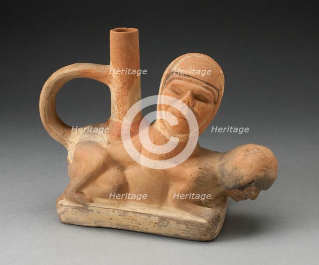 Handle Spout Vessel Depicting an Erotic Scene, 100 B.C./A.D. 500. Creator: Unknown.