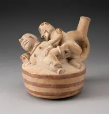 Handle Spout Vessel Depicting Anal Sex, 100 B.C./A.D. 500. Creator: Unknown