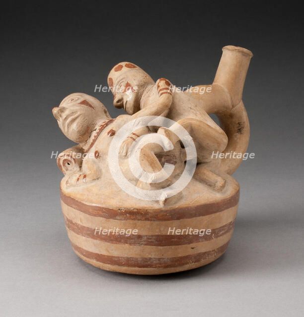 Handle Spout Vessel Depicting Anal Sex, 100 B.C./A.D. 500. Creator: Unknown.