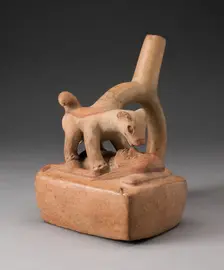Handle Spout Vessel Depicting Bestiality, 100 B.C./A.D. 500. Creator: Unknown