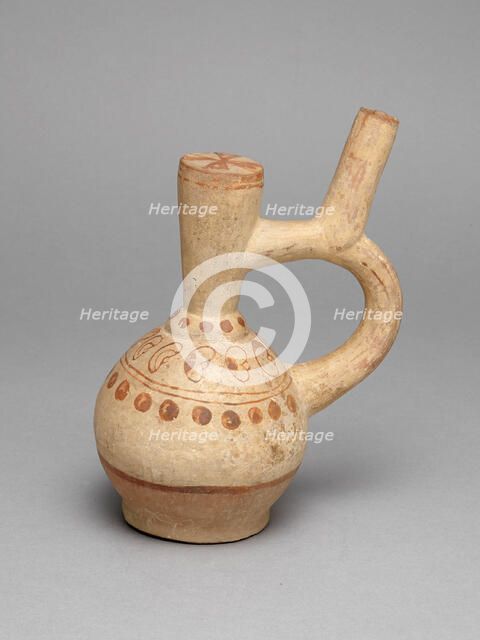 Handle Spout Vessel Depicting Rows of Beans and Dots, 100 B.C./A.D. 500. Creator: Unknown.