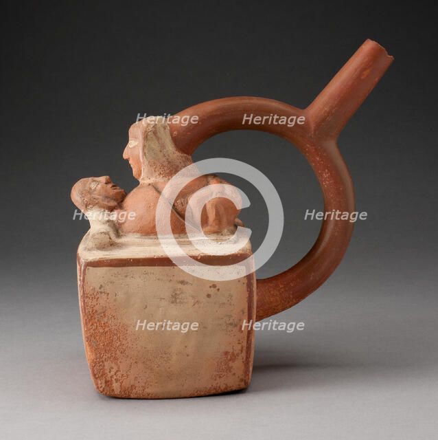 Handle Spout Vessel Depicting Two Lovers, 100 B.C./A.D. 500. Creator: Unknown.