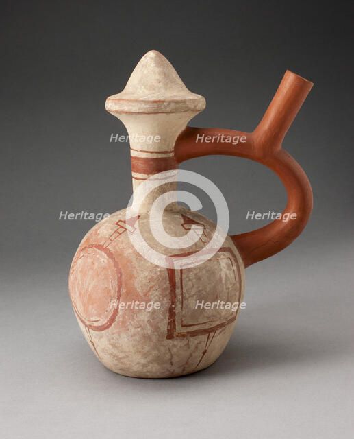 Handle Spout Vessel in the Form of a Mace with Fineline Mace and Shield Motifs, 100 B.C./A.D. 500. Creator: Unknown.