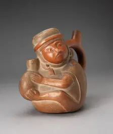Handle Spout Vessel in the Form of a Monkey Holding a Jar, 100 B.C./A.D. 500. Creator: Unknown