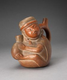 Handle Spout Vessel in the Form of a Monkey Holding a Jar, 100 B.C./A.D. 500. Creator: Unknown